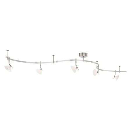 Three Light Monorail Kit GK Lightrail 5 Light Monorail Kit - Brushed Nickel Finish with Etched Glass Shades ()
