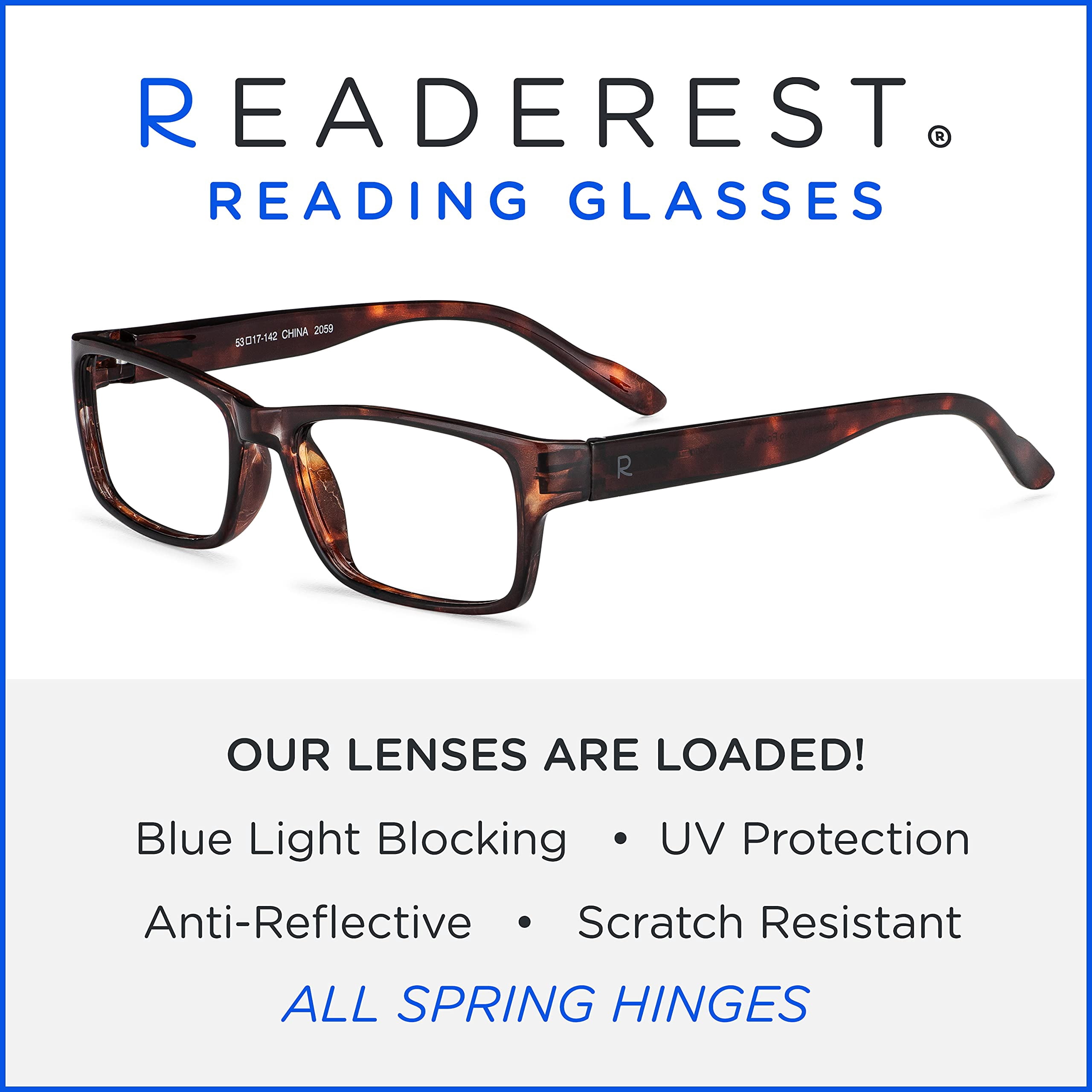Readerest Blue Light Blocking Reading Glasses Bourbon Tortoise 100