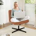 thumbnail image 4 of Costway Armless Office Desk Chair Modern Swivel Vanity Chair with Adjustable Height Brown, 4 of 11
