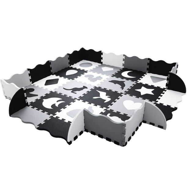 Superjare 36 Pieces Baby Play Mat 0 56, Black And White Foam Floor Tiles Baby