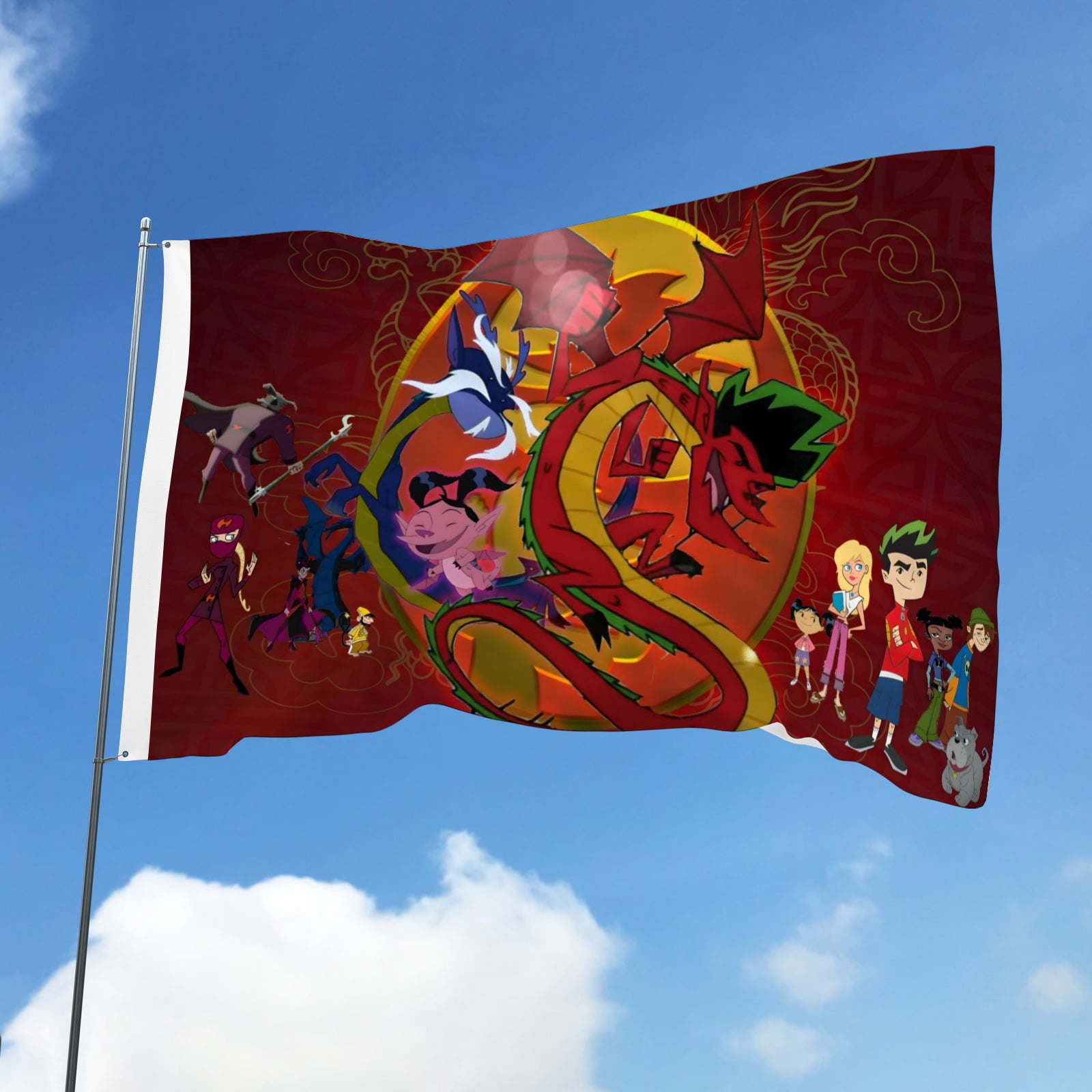 American Dragon Jake Long-themed Printed Flag Perfect gift for fans, friends, and family members, and suitable for indoor and outdoor activities, party decorations.35.4"x59" (90cm×150cm)