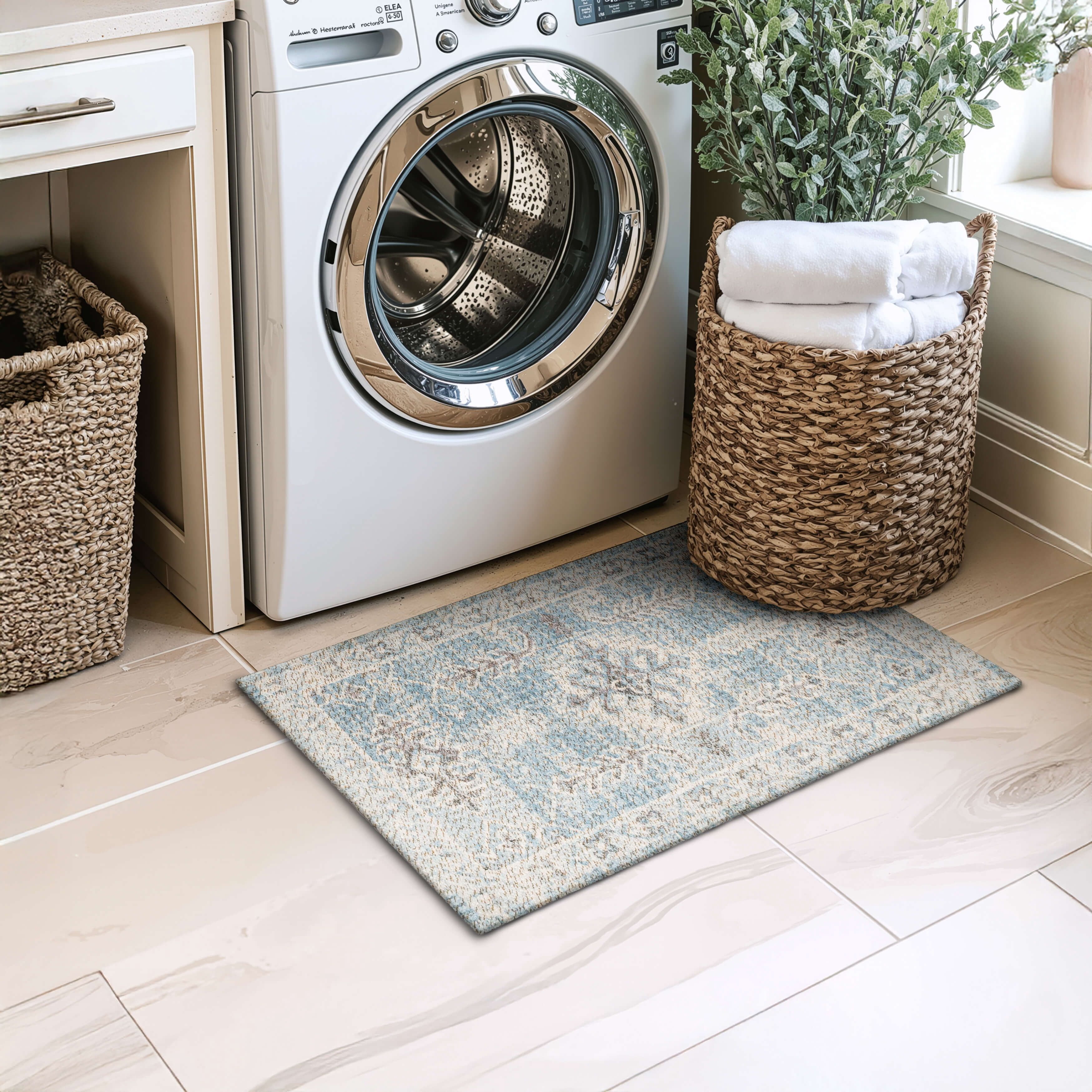 Mainstays Zula Acacia Low Pile Stain/Fade Resistant Polyester Indoor Accent Rug, Blue, 1'8" x 2'10"