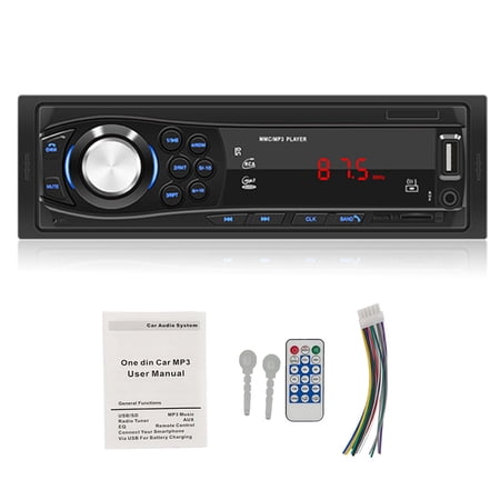 Single 1 Din Car Stereo Radio MP3 Player Bluetooth In-Dash Head Unit USB/AUX/TF FM with Remote Control