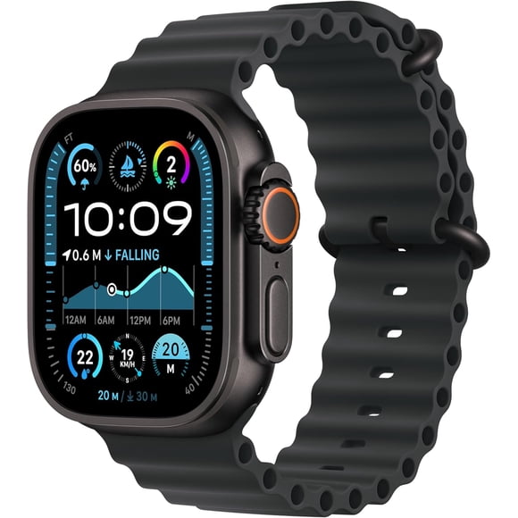 Apple Watch Ultra 2 (GPS + Cellular) 49mm Black Titanium Case with Black Ocean Band | Certified Refurbished Grade A