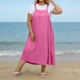thumbnail image 1 of XiYing Robe d'Été, Robe Maxi Décontractée de Mode pour Femme Grande Taille à Encolure Carrée avec Boutons, Bretelles, Dos Plissé et Détails de Buste,, 1 of 8