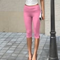thumbnail image 2 of Women's Capri Leggings with Fold-over Waistband, Sexy Slim Fit Yoga Pants, Stretchy Ruched Workout Trousers for Gym and Running, 2 of 7