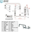 thumbnail image 2 of 2-Handle Commercial Sink Faucet with 18" Swivel Spout 8" Center Wall Mount Kitchen Faucet In Polished Chrome, 2 of 14