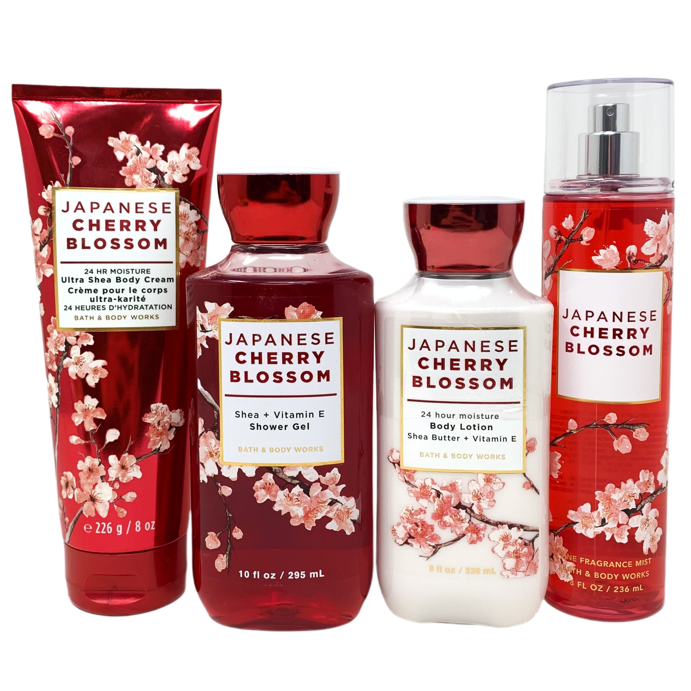 Bath and Body Works Cherry Blossom 4 Piece Gift Set - Includes Fragrance Mist, Ultra Body Cream, Body and Shower Gel - Full Size - Walmart.com