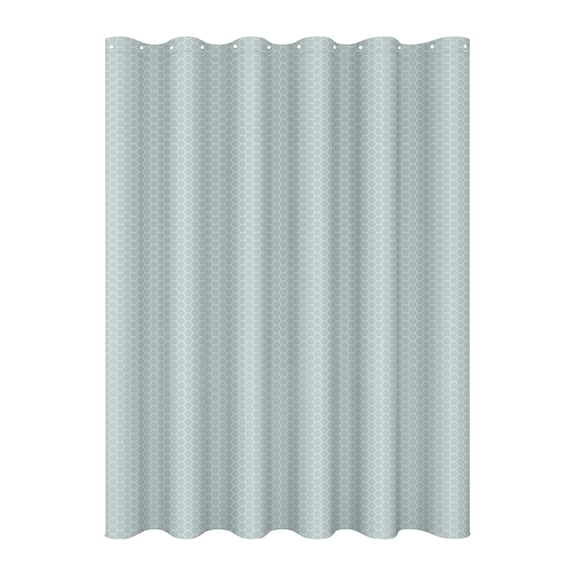Shower Curtain Set Light Blue Geometric Fabric with 12 Shower Hooks for Bathroom