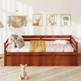 thumbnail image 4 of Costway Twin Size Trundle Daybed Wooden Slat Support Mattress Platform for Kids Walnut, 4 of 10