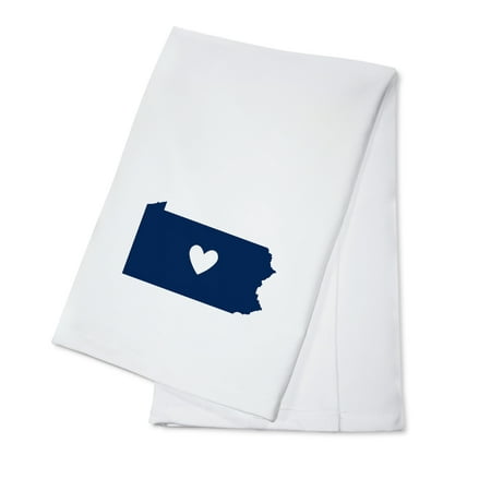 State Dish Towel - Pennsylvania - State Outline & Heart Centered - Lantern Press Artwork (100% Cotton Kitchen Towel)