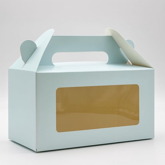 Mudrit 20-Pack Blue Party Favor Treat Boxes, Gable Gift boxes with Handles for snacks, cookies, goodies, muffins, 2 jars, candies