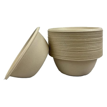 Round Paper Bowls - Compostable Heavy-Duty Eco-Friendly Disposable Bagasse Bowls Sugarcane Natural plant Fibers for Meal Prep (125, 24oz Bowl Only)