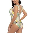 thumbnail image 5 of Yiaed Lemon Leaves Print Women's Ruffled One Piece Swimsuit V Neck Swimwear Slimming Monokini for Woman-XX-Large, 5 of 8