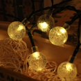 thumbnail image 3 of Cadena de luces solares de cristal con 30 luces LED, bola de burbujas, luz de colores para el día de Navidad, decoración para exteriores, camping y patio, 3 of 5