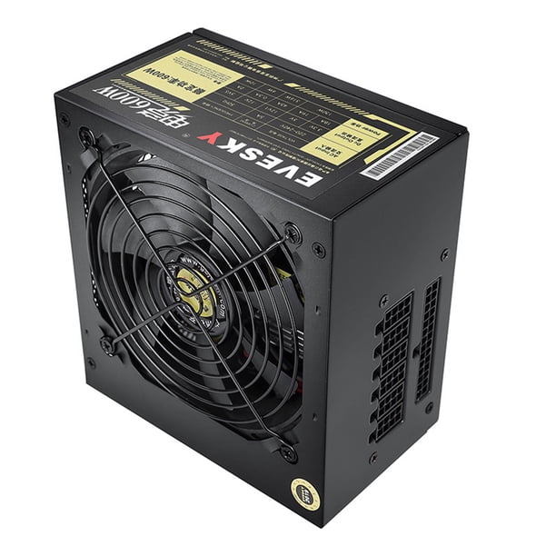 Inteprter Fuente de alimentación de escritorio, ventilador de refrigeración por aire silencioso de 120mm, para el hogar, oficina, PC, juegos, trabajo, Juegos de teclado y mouse para computadora