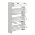thumbnail image 3 of Tcbosik Narrow Shoe Cabinet with 3 Flip Drawers, Hidden Shoe Rack with 2 Sliding Drawers, Freestanding Shoe Storage Organizer for Entryway Hallway, White, 3 of 6