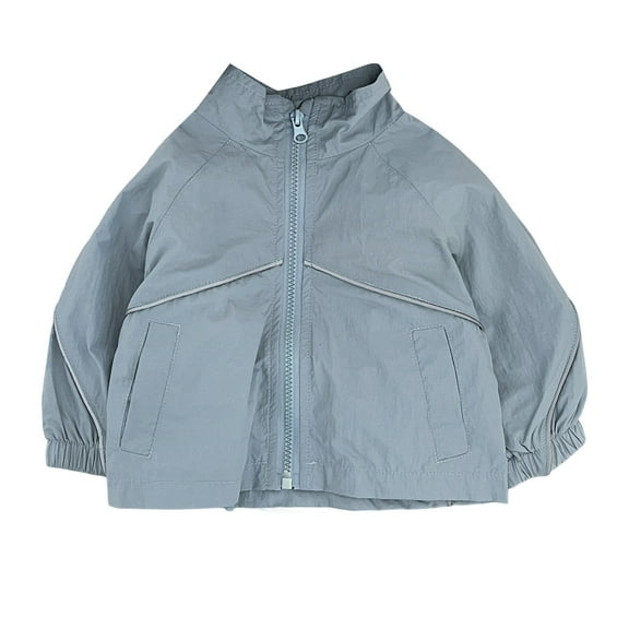 Toddler Cartoon Print Zip Jacket Hooded Trench Lightweight Kids Coats Wind_breaker Outdoor Cute Dust Coats Long Sleeve Jackets & Hooded Coats (Blue-4, 3-4 Years)