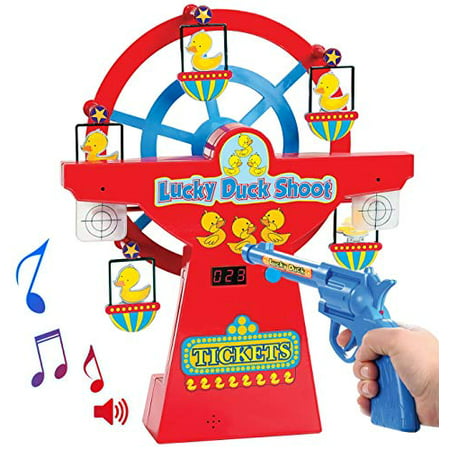 Bundaloo Duck Shooting Game - Powered Ferris Wheel Arcade Shoot Game - Mini Carnival Gaming for Playroom for Kids and Adults - Fun Toy Gun Set and Target (Best Carnival Games For Adults)