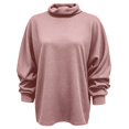 thumbnail image 5 of Women's Turtleneck Waffle Knit Sweatshirts Breathable Pullover Tops Fall Winter Casual Outfits Winter Clothing for Women (Pink XL), 5 of 5
