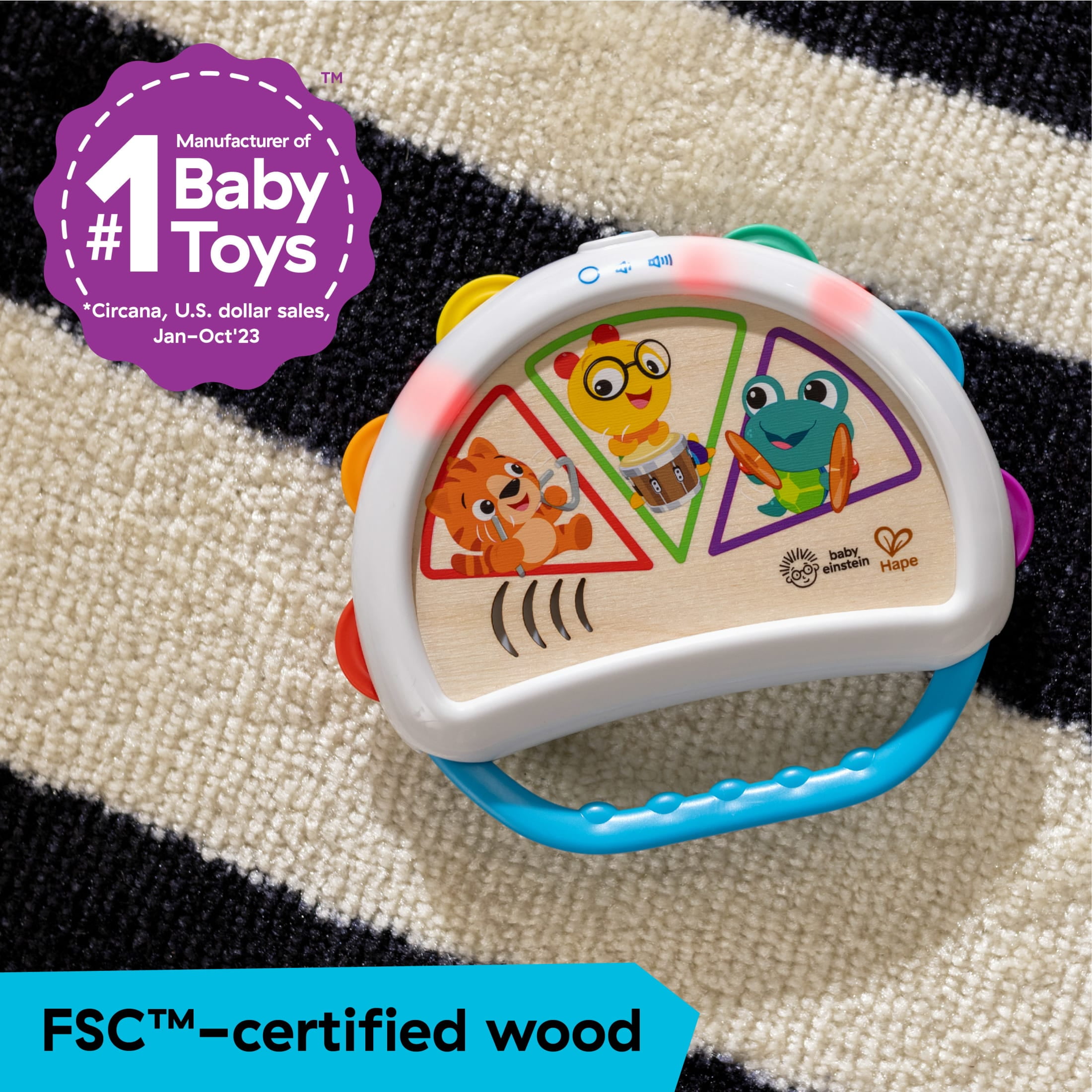 Baby Einstein + Hape Tap & Shake Tambourine, Ages 6+ Months