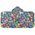 thumbnail image 5 of Yayeee Kids Hooded Towel with Hand Pockets Beach Soft Absorbent Bath Wrap 50 x 23.5 inch, Vibrant Art Leaves Pattern, 5 of 5