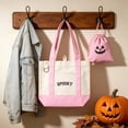 thumbnail image 5 of Halloween Canvas Tote Bag, Reusable Shopping Bag, Cute Spooky Shoulder Handbag for Women, Halloween Party, Travel, Grocery and Daily Use, 5 of 6