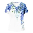 thumbnail image 4 of CLOISE Summer Blouses for Women Under $10.00 Short Sleeve Tee Loose Casual Shirts Fashion Elegant Breathable V Neck Tops Print Comfortable Tunic T Shirts Light Blue XL, 4 of 4