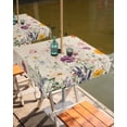 thumbnail image 2 of Hokiten Outdoor Tablecloths with Umbrella Hole & Zipper, Vintage Spring Floral 54x54 Inch Square Tablecloths, Summer Botanical Flowers Waterproof Table Cloth, Patio/Pool/Picnic Table Covers, 2 of 7