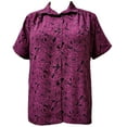 thumbnail image 1 of A Personal Touch Women's Plus Size Short Sleeve Button-Front Tunic with Shirring - Fuchsia Flo - 4x, 1 of 3