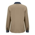 thumbnail image 5 of Women's Denim Patchwork Long Sleeve Shirt, Knit Collar Button Down Blouse, Casual Chic Pullover Top for Daily Wear, Weekend Outings and Easy Styling Khaki L, 5 of 10