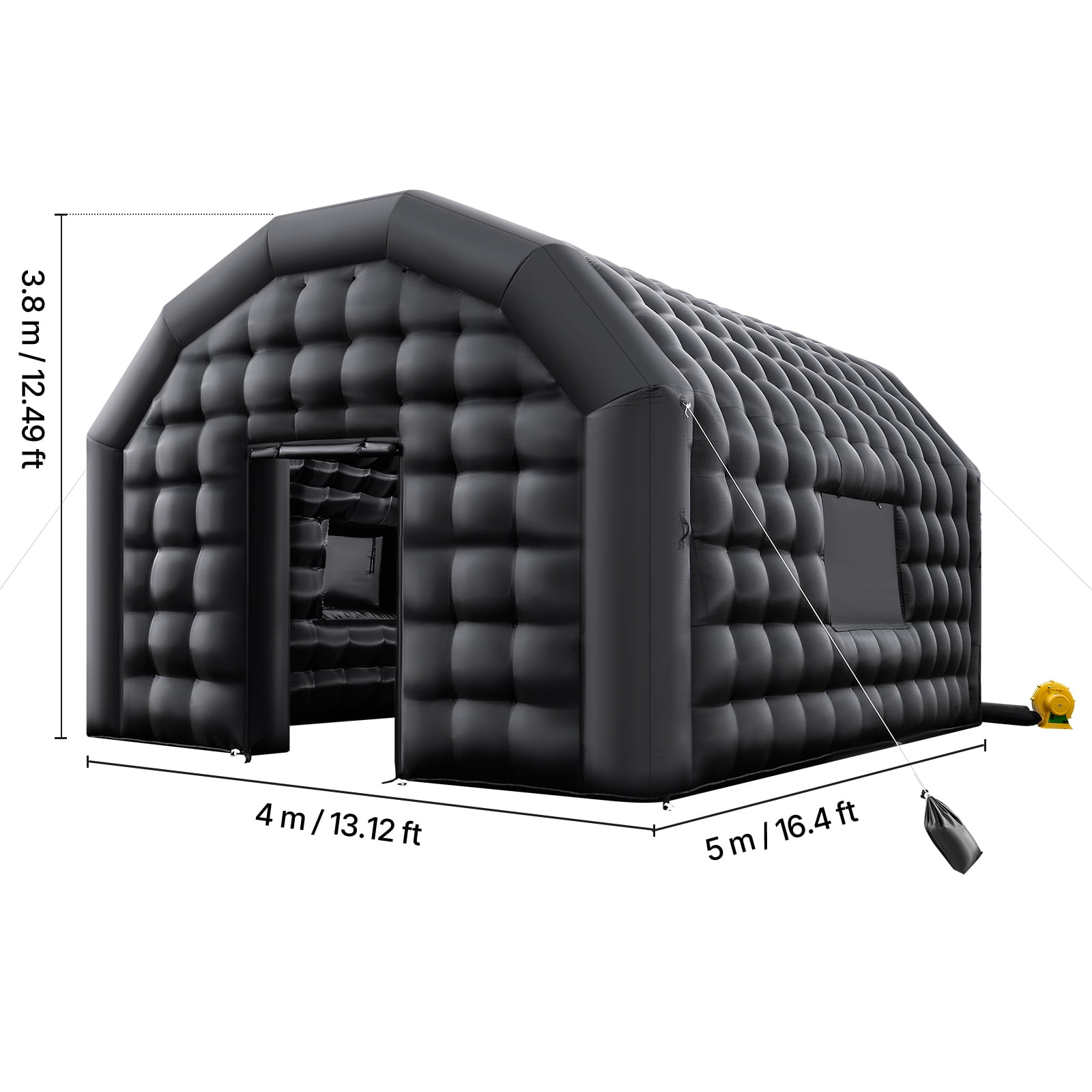 VEVOR Inflatable Nightclub, 16.4 x 13.1 x 12.5 ft Inflatable Party Tent with 680W Blower & Sandbag, Ventilated Blow up Night Club with 2 Windows, Air Cube House for Event Birthday Wedding Party