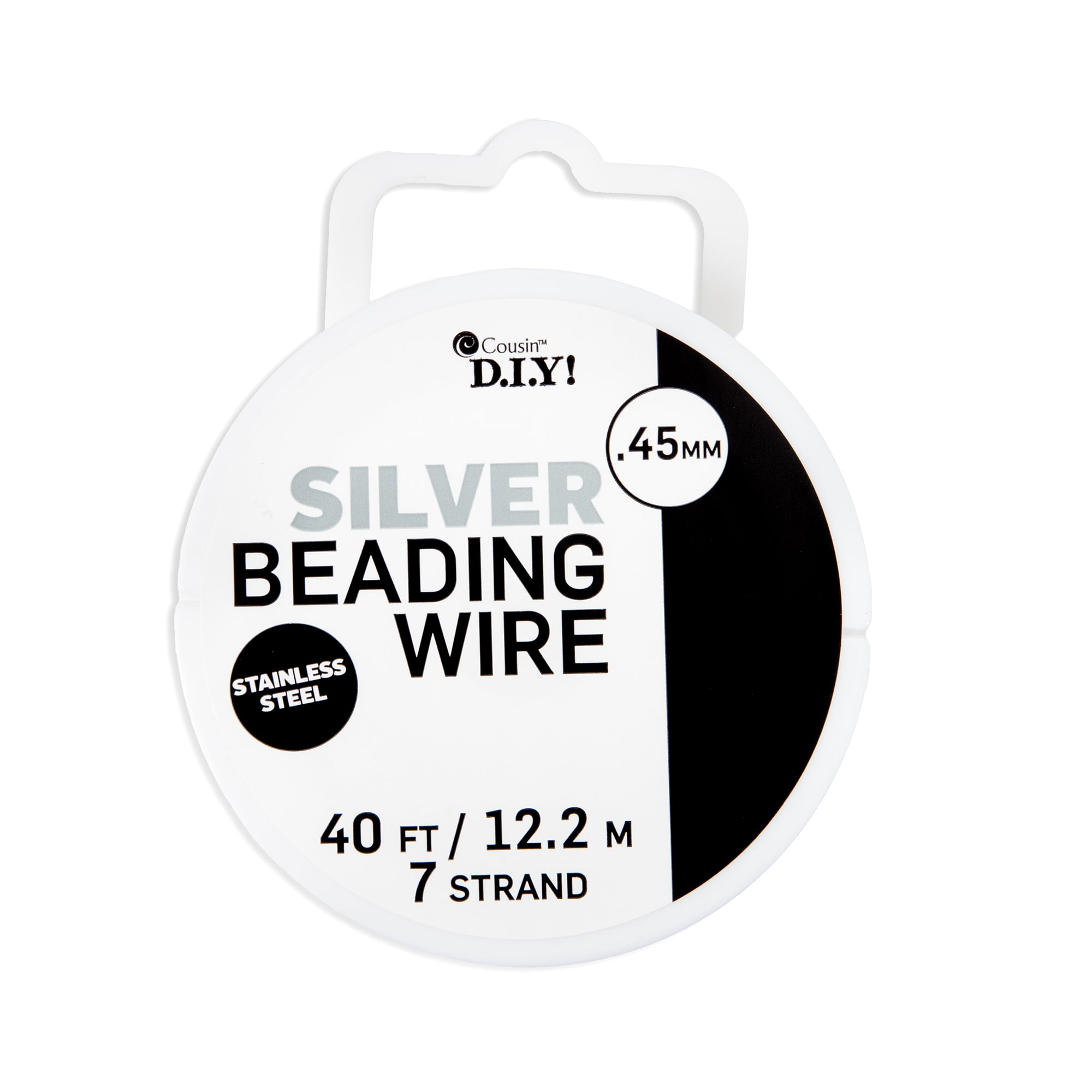 (3 pack) Cousin DIY 7-Strand Stainless Steel Flexible Beading Wire, Silver, 0.45mm x 40 ft Roll