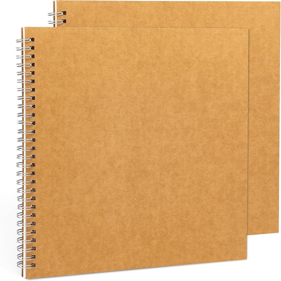 10 inch x 7.5 inch, 100GSM, Blank Spiral Notebook, 2-Pack, Soft Cover, Sketch book, 50 Pages / 25 Sheets, (Brown)