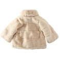 thumbnail image 5 of Odeerbi Girls Faux Furry Shawl Wrap Toddler Solid Color Plush Cute Bow Imitation Rabbit Furry Keep Warm Winter Lapel Thick Coat Cloak Khaki, 5 of 9