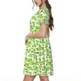 thumbnail image 2 of Picia Cute Frogs Pattern Women's Short Sleeve Summer Dress Pleated Loose Swing Knee Length Short Sleeve Swing Dresses, 2 of 6