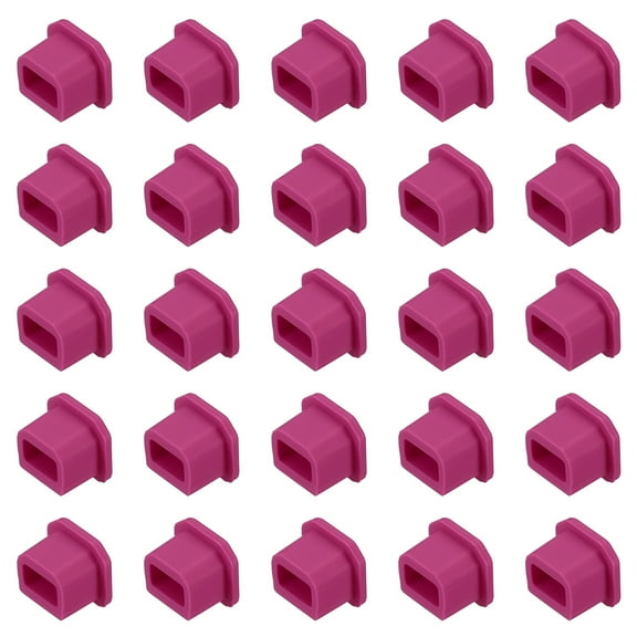25pcs USB Type B Port Plugs Covers Caps Silicone Anti Dust Protectors for USB Female End, Rose Red