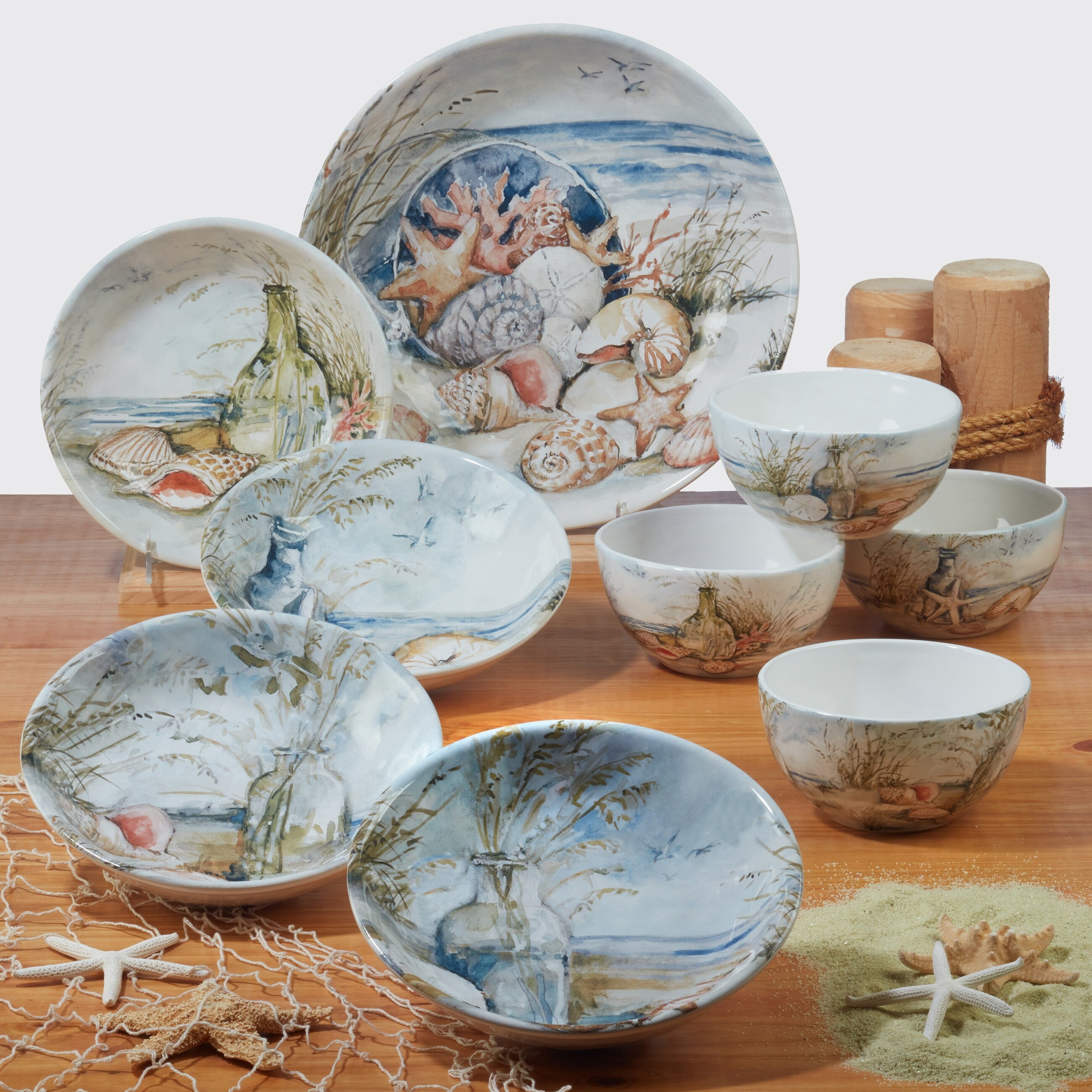 Certified International  Coastal Landscape 26 oz. Ice Cream/Dessert Bowls, Set of 4 Assorted Designs - 26 Oz.