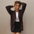 thumbnail image 6 of QUALFORT Women's 100% Cotton Cardigan Sweater, Oversized Long Sleeve Knit Button Front Cardigan with Pockets, Coffee Brown L, 6 of 7