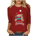 thumbnail image 2 of LEKWK Christmas Sweater for Women Xmas Tree Crew Neck 3/4 Sleeve Tops Christmas Tops for Women 2025 Dressy Workout Womens Christmas Blouses, 2 of 5