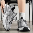 thumbnail image 6 of Men's Silver Grey Retro Chunky Sneakers, Breathable Mesh Athletic Shoes, Non-Slip Running Shoes for Streetwear & Daily Wear, 6 of 9