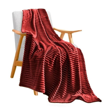 SOGA Burgundy Throw Blanket – Warm Sofa and Bed Comforter
