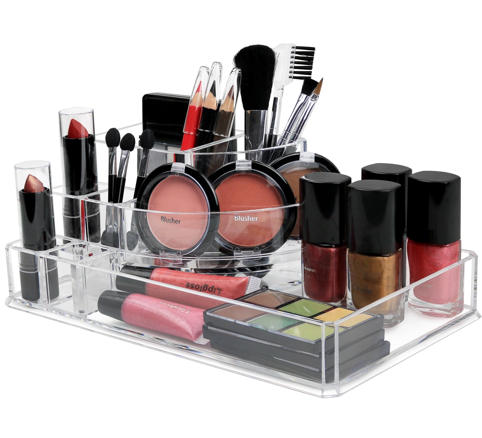 Glam N More Vanity Holder Cosmetic Jewelry Storage Organizer 8 Compartment Acrylic