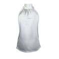 thumbnail image 6 of felwors Summer Sleeveless Neck Halter Tank Tops Back Pleated Casual Keyhole Cami Blouse Light Gray for Size M, 6 of 7