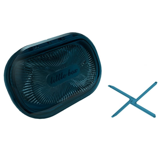 Seitruly Retenedor de caja portátil, caja de almacenamiento, contenedor de plástico con sello de partición, soporte para bastoncillos de cuidado de los oídos Azul L