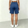thumbnail image 4 of Bermuda Shorts for Women Hiking Casual Elastic Waist Wide Leg Suit Tailored Shorts Summer Dressy Work Shorts with Pockets Royal Blue M, 4 of 5