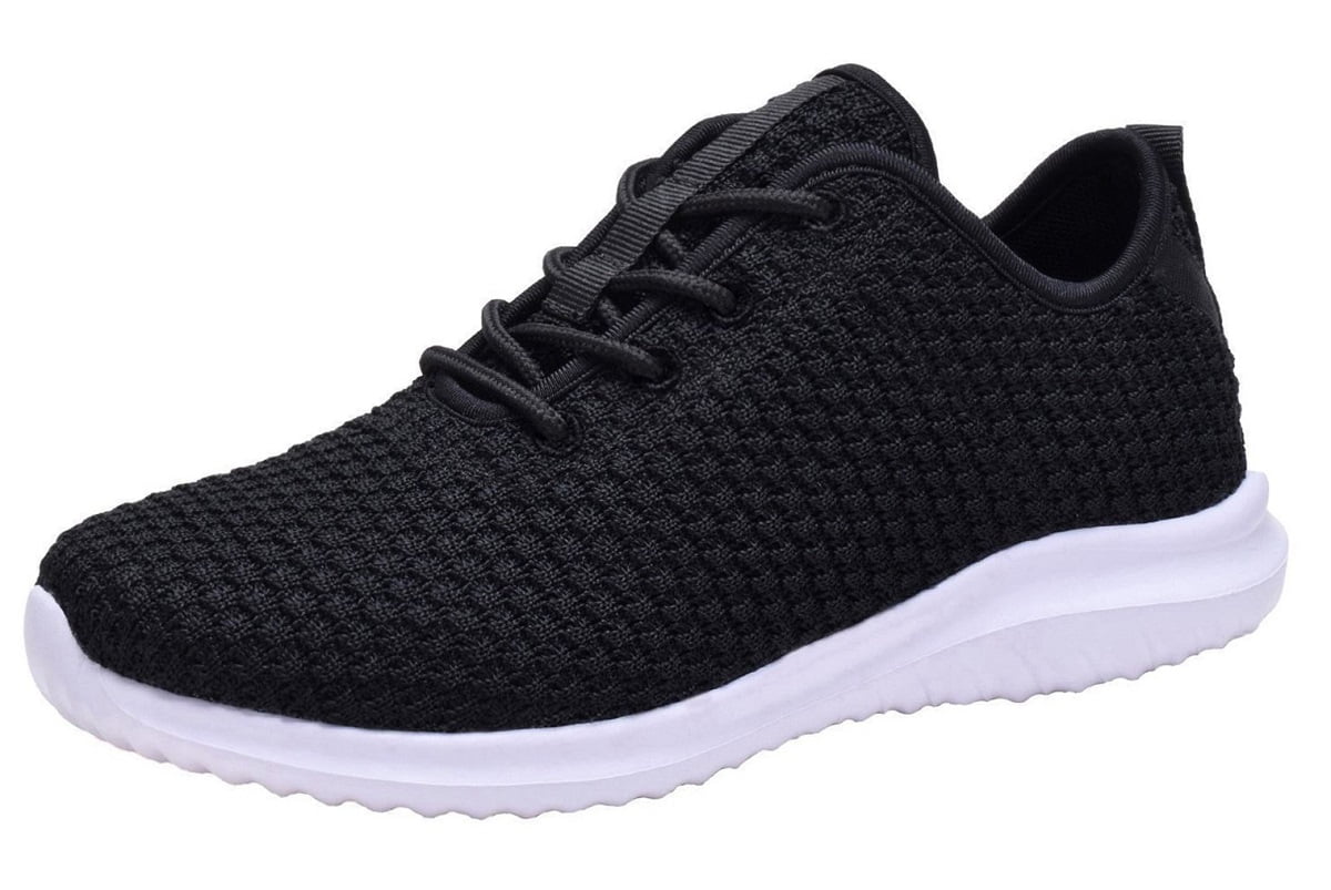 NEWMAL Women's Walking Shoes Comfy Casual Knit Sneaker （6 BLACK WHITE ...