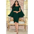 thumbnail image 3 of KOH KOH Long Cape Batwing Cloak Dolman Sleeve Knee Length Fall Winter Work Tunic Dressy Formal Wedding Guest Party Funeral Mini Midi Dress For Women Emerald Green X-Large US 14-16 NT115, 3 of 6