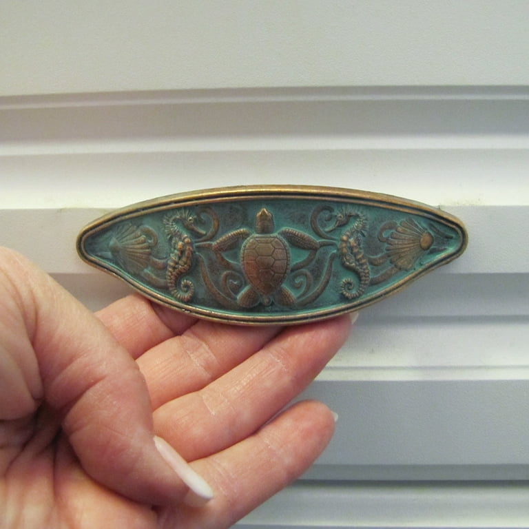 Nautical Verdigris Metal Handle Hardware Dresser Cabinet Drawer Pull Ocean Decor Nautical Verdigris Metal Handle Hardware Dresser Cabinet Drawer Pull Ocean Decor