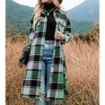 thumbnail image 3 of Camisa Larga A Cuadros De Franela ANGGREK para Mujer Poliéster Cómoda Solapa Suelta XXL, 3 of 8